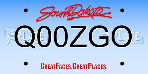 Q00ZGO South Dakota License Plate
