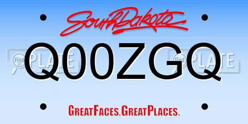 Q00ZGQ South Dakota License Plate