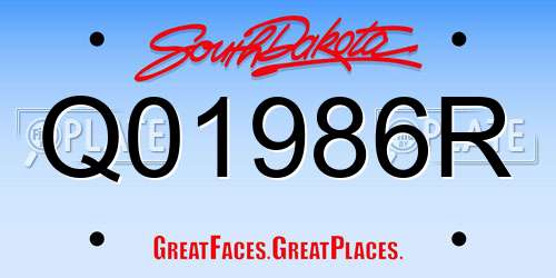 Q01986R South Dakota License Plate