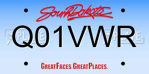 Q01VWR South Dakota License Plate