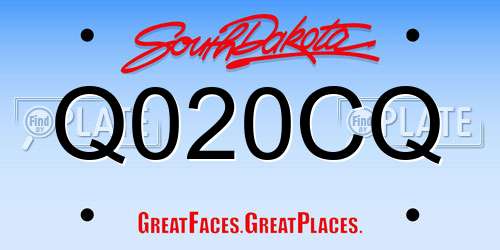 Q020CQ South Dakota License Plate