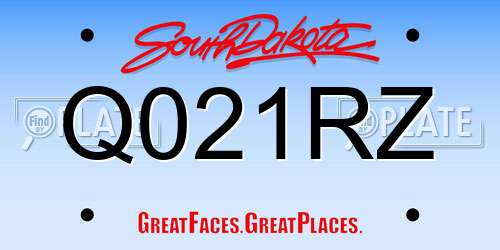 Q021RZ South Dakota License Plate