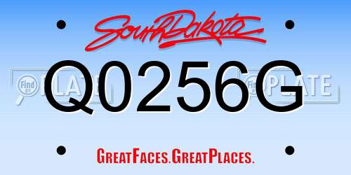 Q0256G South Dakota License Plate