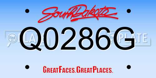 Q0286G South Dakota License Plate