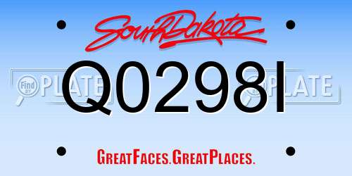 Q0298I South Dakota License Plate