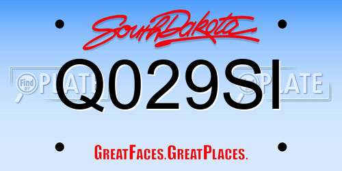 Q029SI South Dakota License Plate