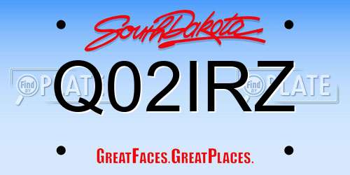 Q02IRZ South Dakota License Plate