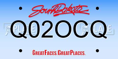 Q02OCQ South Dakota License Plate
