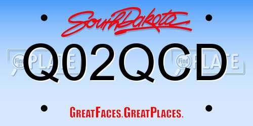 Q02QCD South Dakota License Plate
