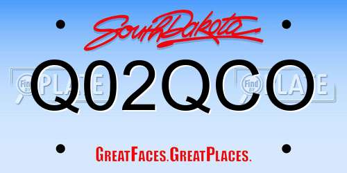 Q02QCO South Dakota License Plate