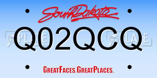 Q02QCQ South Dakota License Plate