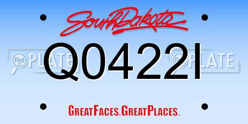 Q0422I South Dakota License Plate
