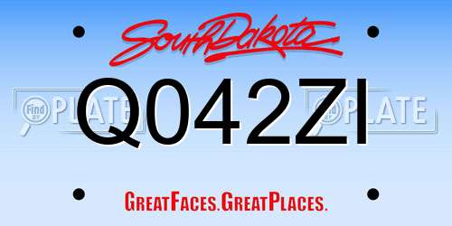 Q042ZI South Dakota License Plate