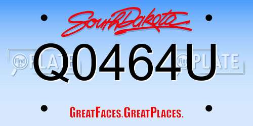 Q0464U South Dakota License Plate