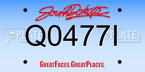 Q0477I South Dakota License Plate