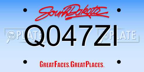 Q047ZI South Dakota License Plate