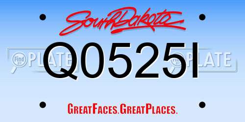 Q0525I South Dakota License Plate