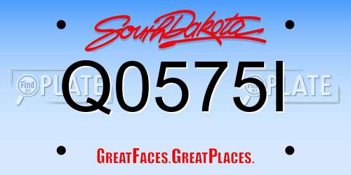 Q0575I South Dakota License Plate