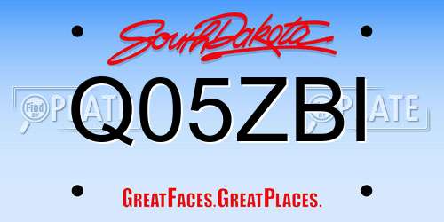 Q05ZBI South Dakota License Plate