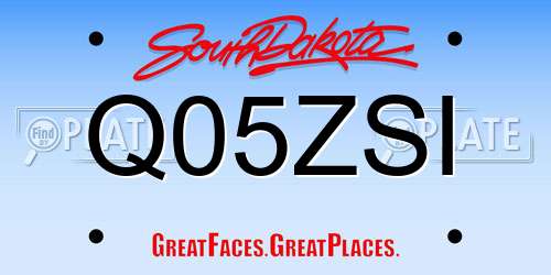 Q05ZSI South Dakota License Plate