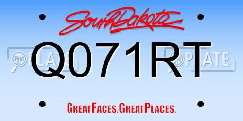 Q071RT South Dakota License Plate