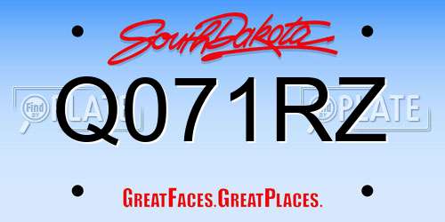 Q071RZ South Dakota License Plate