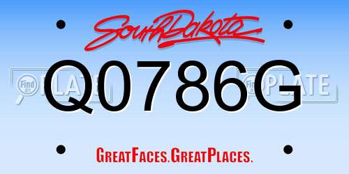Q0786G South Dakota License Plate