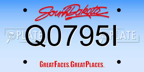 Q0795I South Dakota License Plate