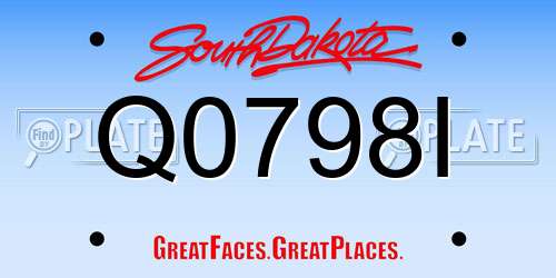 Q0798I South Dakota License Plate