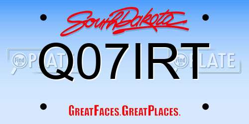 Q07IRT South Dakota License Plate