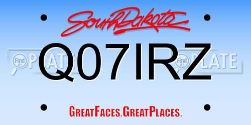Q07IRZ South Dakota License Plate