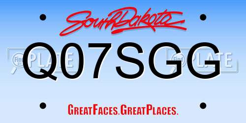 Q07SGG South Dakota License Plate
