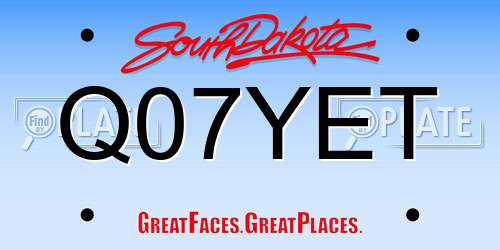 Q07YET South Dakota License Plate