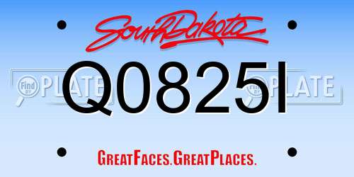 Q0825I South Dakota License Plate