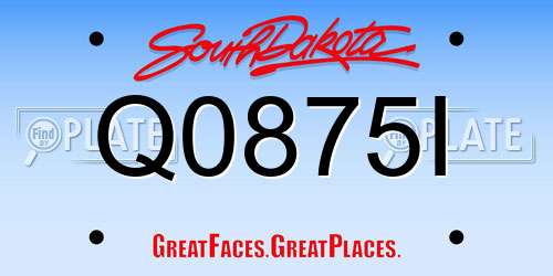 Q0875I South Dakota License Plate