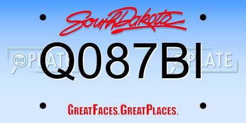 Q087BI South Dakota License Plate