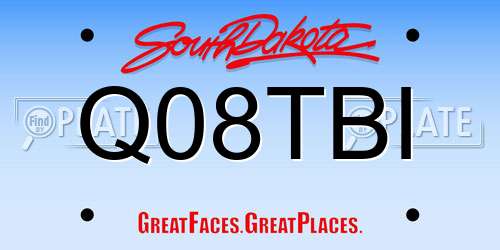Q08TBI South Dakota License Plate