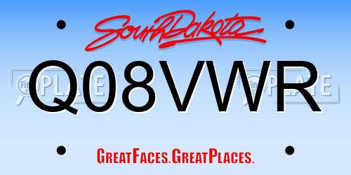 Q08VWR South Dakota License Plate