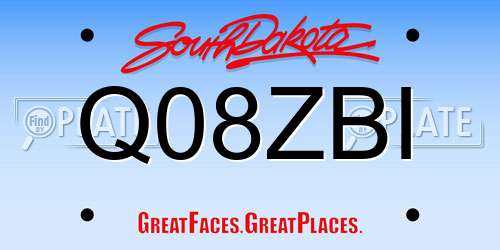 Q08ZBI South Dakota License Plate