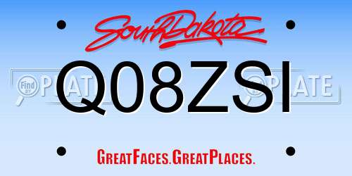 Q08ZSI South Dakota License Plate