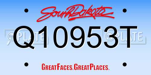 Q10953T South Dakota License Plate