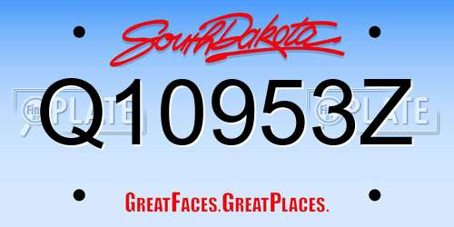 Q10953Z South Dakota License Plate