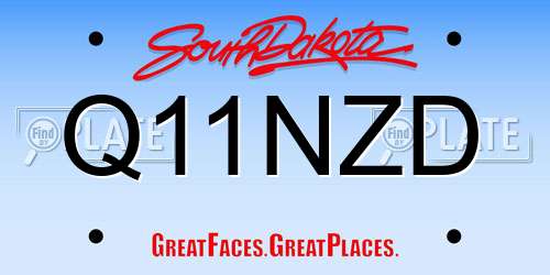 Q11NZD South Dakota License Plate