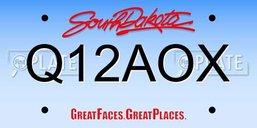 Q12AOX South Dakota License Plate