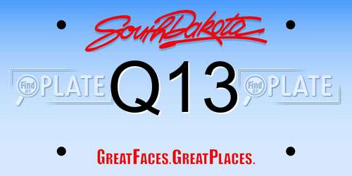 Q13 South Dakota License Plate