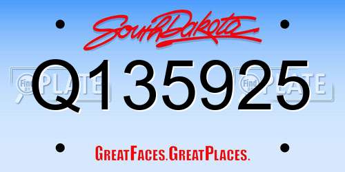 Q135925 South Dakota License Plate
