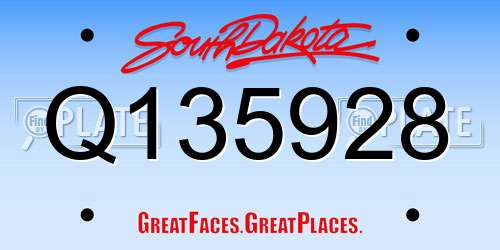 Q135928 South Dakota License Plate