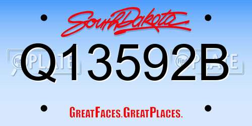 Q13592B South Dakota License Plate