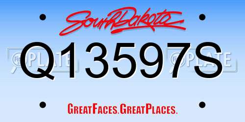 Q13597S South Dakota License Plate