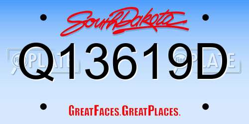 Q13619D South Dakota License Plate